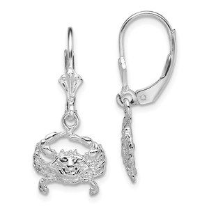 Million Charms 925 Sterling Silver Silver Blue Crab Leverback Earrings